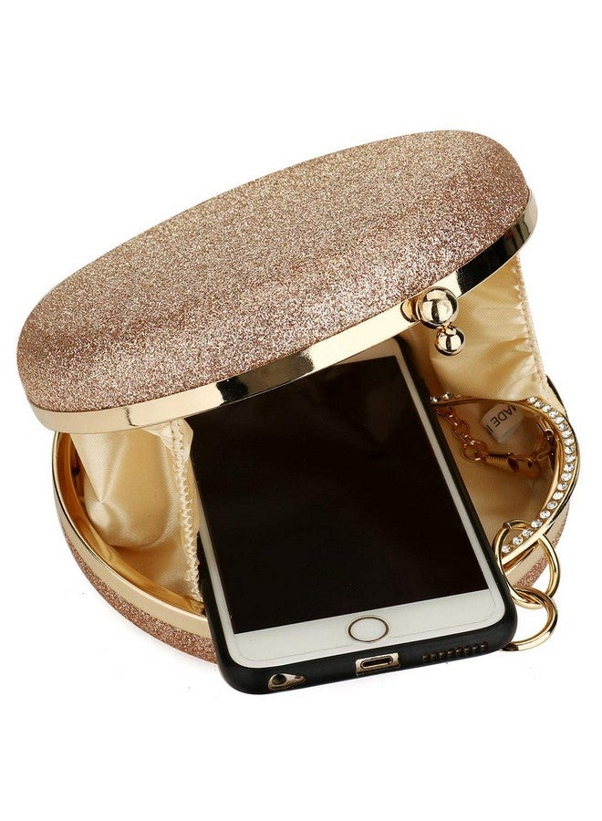 Gets Women Top Handle Handbags Tote Bag Purse Clutch Bag With Chain Circular Ring With Rhinestone - Image 4