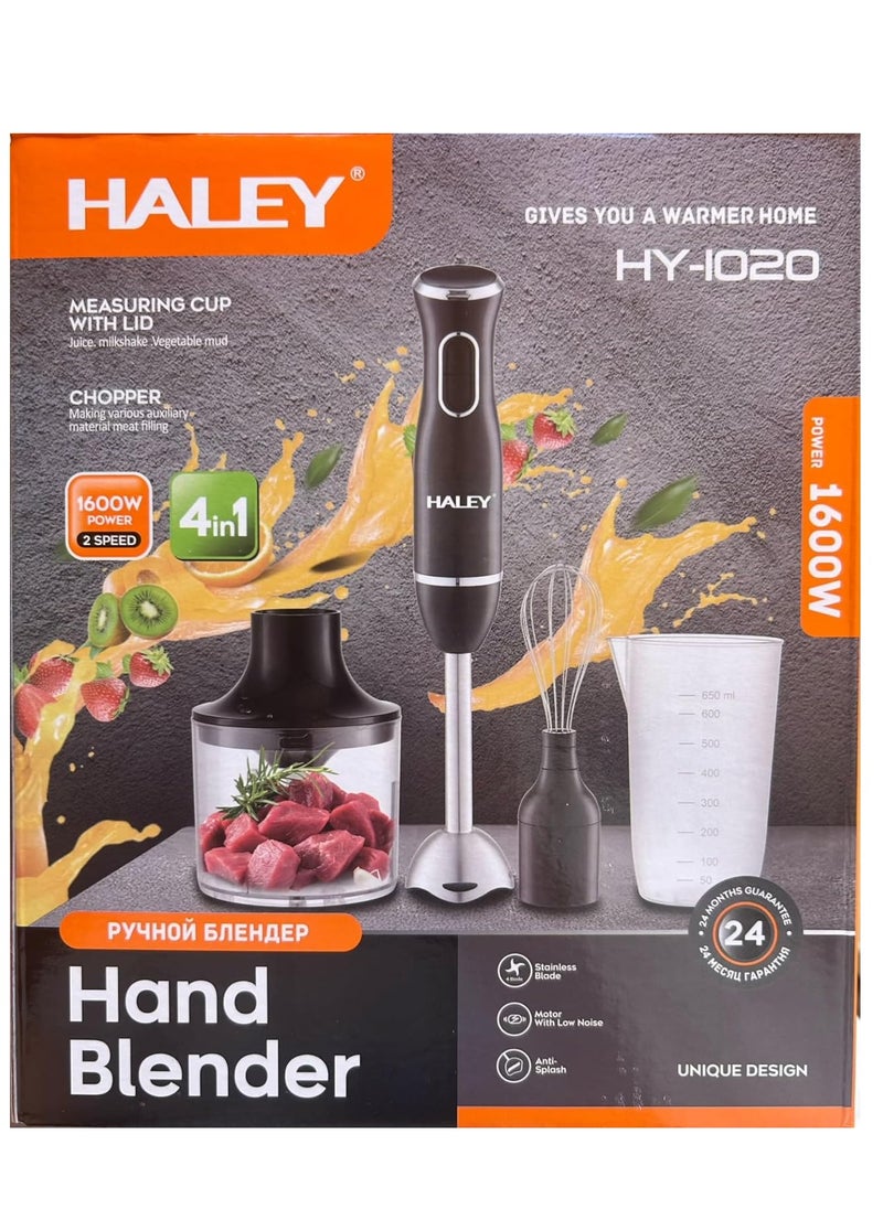 Haley - Wtrtr HALEY Hand Blender, 1600W 4-in-1 Stick Mixer, Immersion Hand Blender, Stainless Steel Food Processor,Mixing Cup,Meat Grinding Bowl.2-Year Warranty,HY-1020 (4 in 1) - Image 1