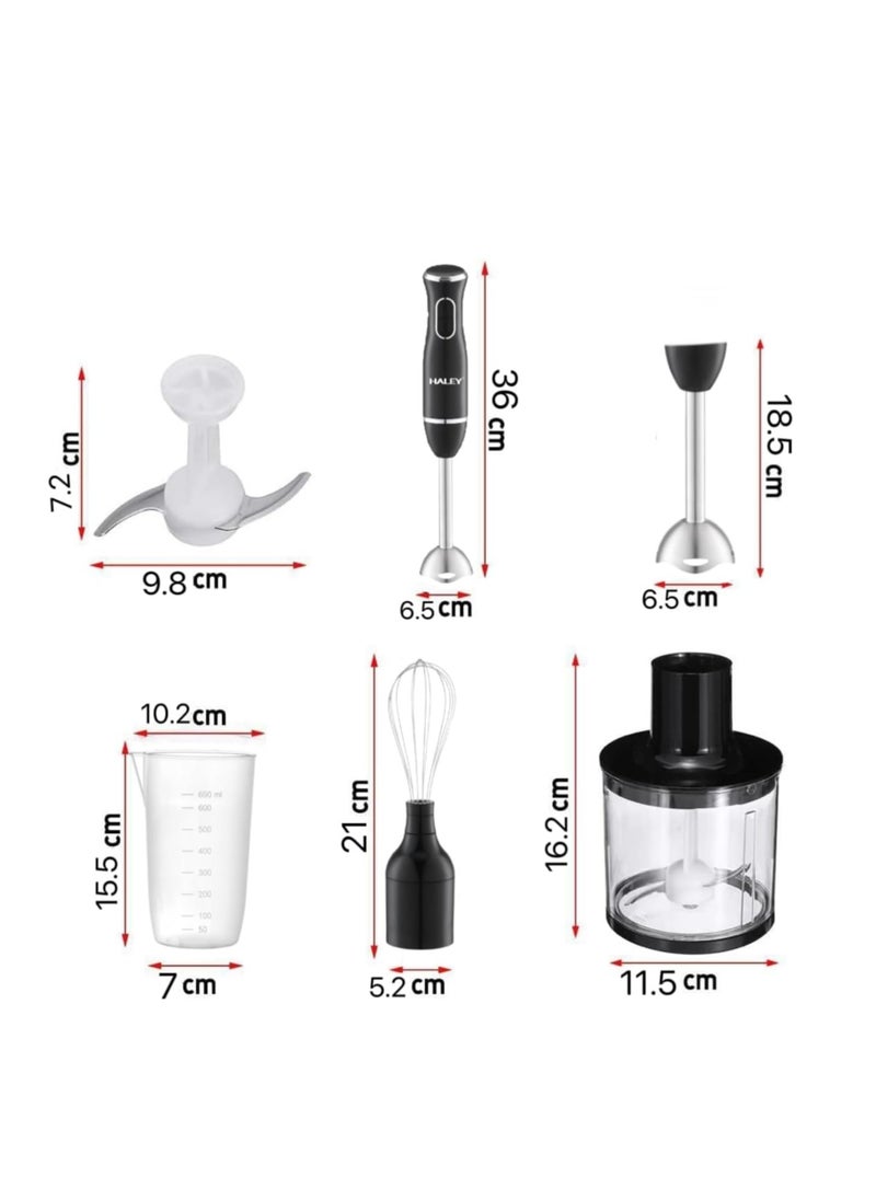 Haley - Wtrtr HALEY Hand Blender, 1600W 4-in-1 Stick Mixer, Immersion Hand Blender, Stainless Steel Food Processor,Mixing Cup,Meat Grinding Bowl.2-Year Warranty,HY-1020 (4 in 1) - Image 1