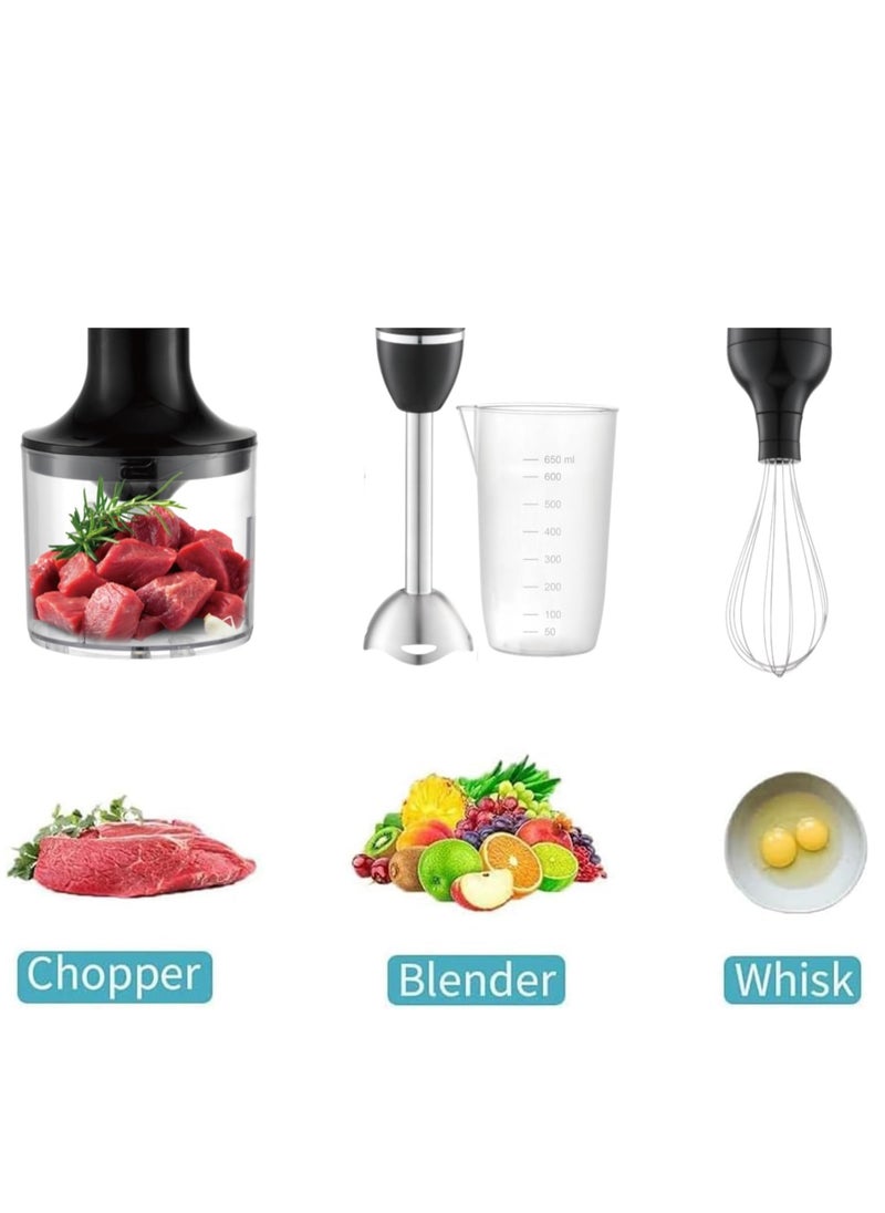 Haley - Wtrtr HALEY Hand Blender, 1600W 4-in-1 Stick Mixer, Immersion Hand Blender, Stainless Steel Food Processor,Mixing Cup,Meat Grinding Bowl.2-Year Warranty,HY-1020 (4 in 1) - Image 1