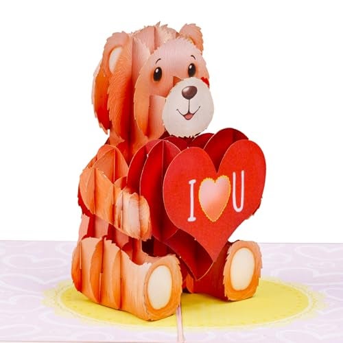 Paper Love 3D Pop Up Valentine's Day Card, Teddy Bear, Gift for Valentine's Day, Birthday, Mothers Day, Wedding, Anniversary, Get Well, All Occasion - 5" x 7" Cover - Includes Envelope and Note Tag - Image 4