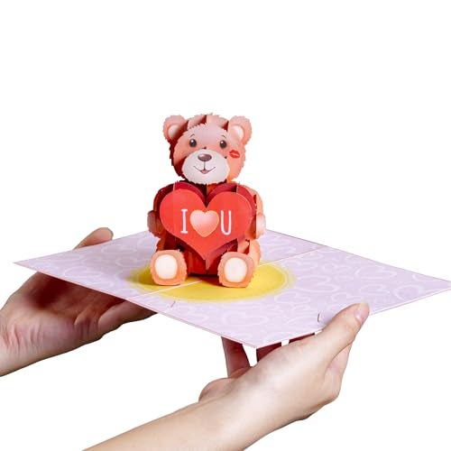 Paper Love 3D Pop Up Valentine's Day Card, Teddy Bear, Gift for Valentine's Day, Birthday, Mothers Day, Wedding, Anniversary, Get Well, All Occasion - 5" x 7" Cover - Includes Envelope and Note Tag - Image 2