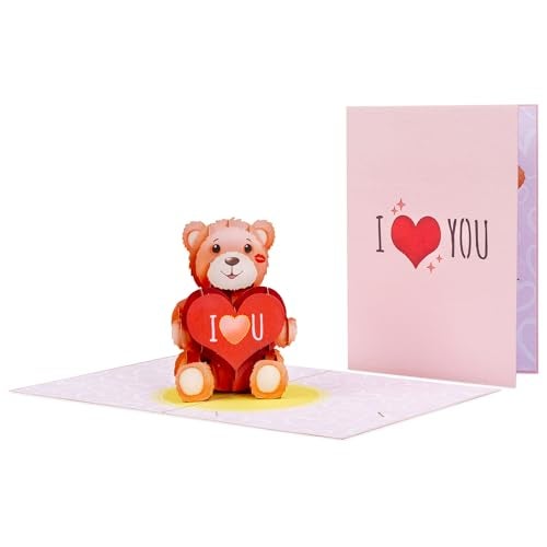 Paper Love 3D Pop Up Valentine's Day Card, Teddy Bear, Gift for Valentine's Day, Birthday, Mothers Day, Wedding, Anniversary, Get Well, All Occasion - 5" x 7" Cover - Includes Envelope and Note Tag - Image 3