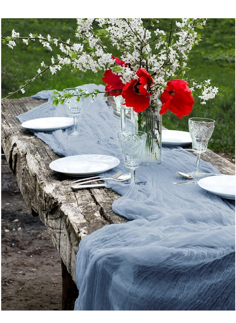 Generic 2PCS Table Runners - Cheesecloth Table Runner 90*400CM, Table Runner Cheese Cloth Table Runner for Wedding, Table Decorations  - Image 3