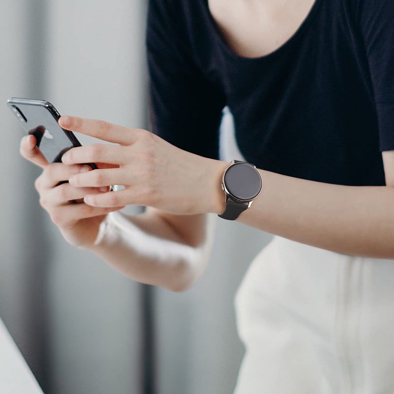 Tobfit 3 Pack Slim Sport Bands for Samsung Galaxy Watch Active 2 40mm 44mm, Soft Liquid Silicone Waterproof Straps for Replacement for Galaxy Watch Active Wristbands Women Men (Black/Wine Red/Pink Sand) - Image 3