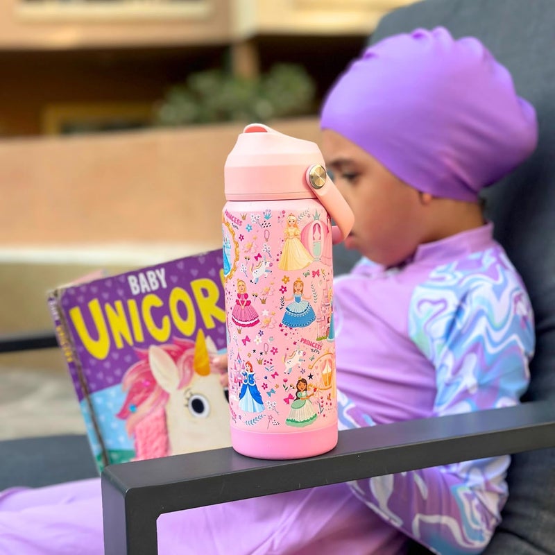 Oceanic Kids Stainless Steel Water Bottle 550ml 18oz Double-Wall Vacuum Insulated 304 Stainless steel Water Bottle BPA FREE Leak Proof Kids School Water Flask (Princess 550ml) - Image 4