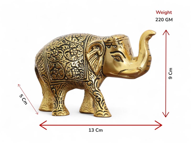 KridayKraft Handcrafted Intricately Detailed Gold-Plated Metal Elephant Showpiece Vastu- Symbol of Prosperity,Friendly Décor for Living Room for Home & Office Décor - Image 2