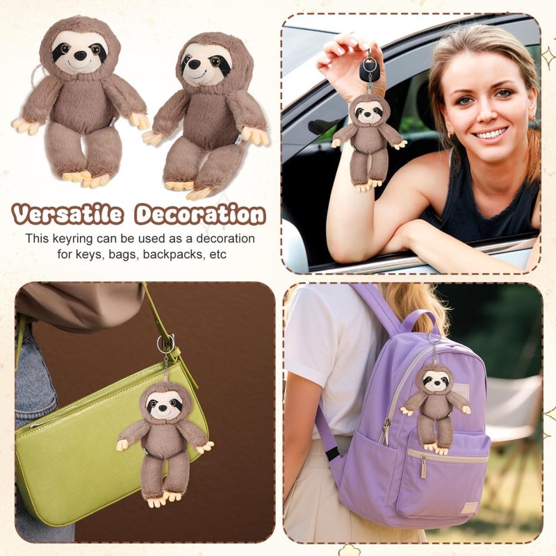 VICASKY Plush Sloth Keychain for Bag & Purse, Cute Stuffed Animal Keyring Toy, Soft Kawaii Hanging Pendant Charm, Decorative Grey Plush Doll Accessory for Backpack, Purse Or Handbag Grey - Image 5