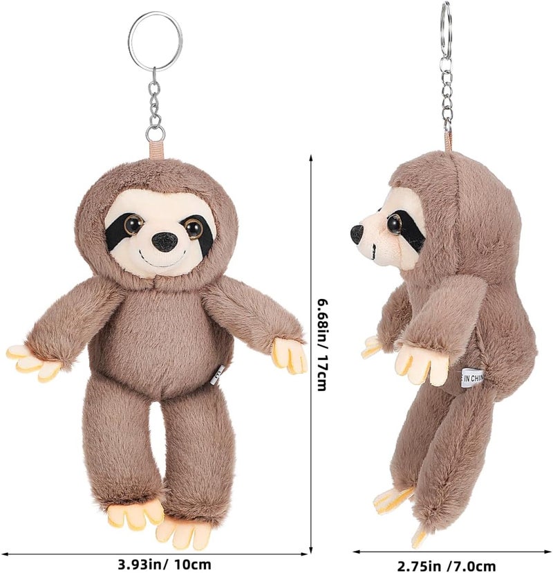 VICASKY Plush Sloth Keychain for Bag & Purse, Cute Stuffed Animal Keyring Toy, Soft Kawaii Hanging Pendant Charm, Decorative Grey Plush Doll Accessory for Backpack, Purse Or Handbag Grey - Image 4