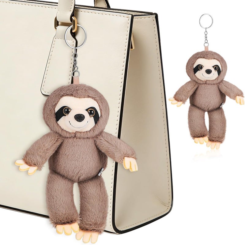 VICASKY Plush Sloth Keychain for Bag & Purse, Cute Stuffed Animal Keyring Toy, Soft Kawaii Hanging Pendant Charm, Decorative Grey Plush Doll Accessory for Backpack, Purse Or Handbag Grey - Image 1