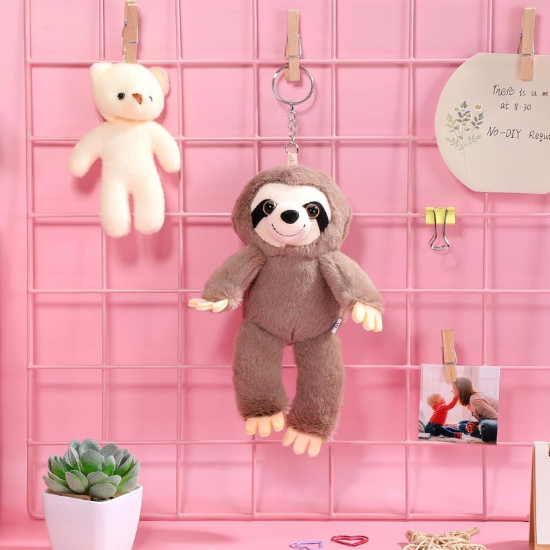 VICASKY Plush Sloth Keychain for Bag & Purse, Cute Stuffed Animal Keyring Toy, Soft Kawaii Hanging Pendant Charm, Decorative Grey Plush Doll Accessory for Backpack, Purse Or Handbag Grey - Image 3