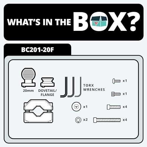 Tackform 3/8" - 5/8" Bar Clamp - CNC Aluminum | Dual Type-B Connections 20mm Ball and Dovetail/Flange | Securely Mount on Headrest Bars, Crossbars, and Mirror Bars - Image 3