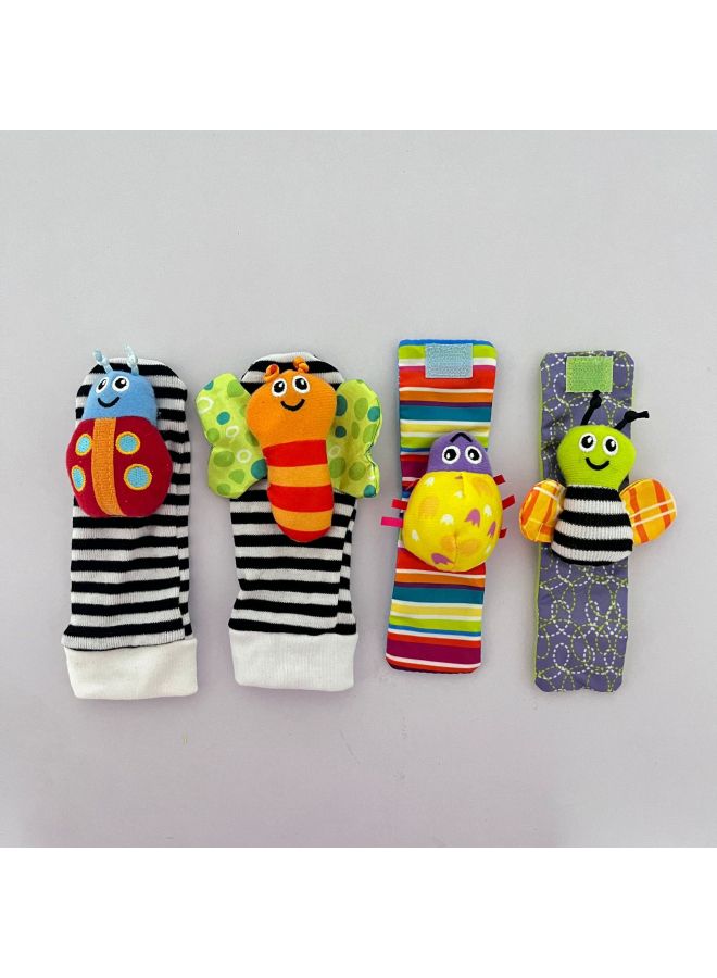 Baby Watch Strap Bracelet Socks Gloves Cartoon Cute Bee Infant Hand Shake Bell Socks Set Toy Bed Bell-Color:Green Bee Strap - Image 2