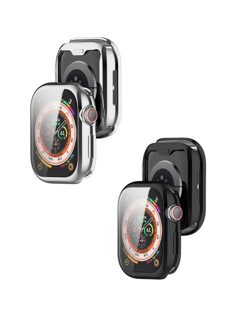 X-level - 2 Pcs Case for Apple Watch Series 10 46mm Soft TPU Shockproof Cover,All-inclusive Screen Protector Protective Case for Apple Watch Series 10 46mm (Black&Silvery) ﻿ - Image 1