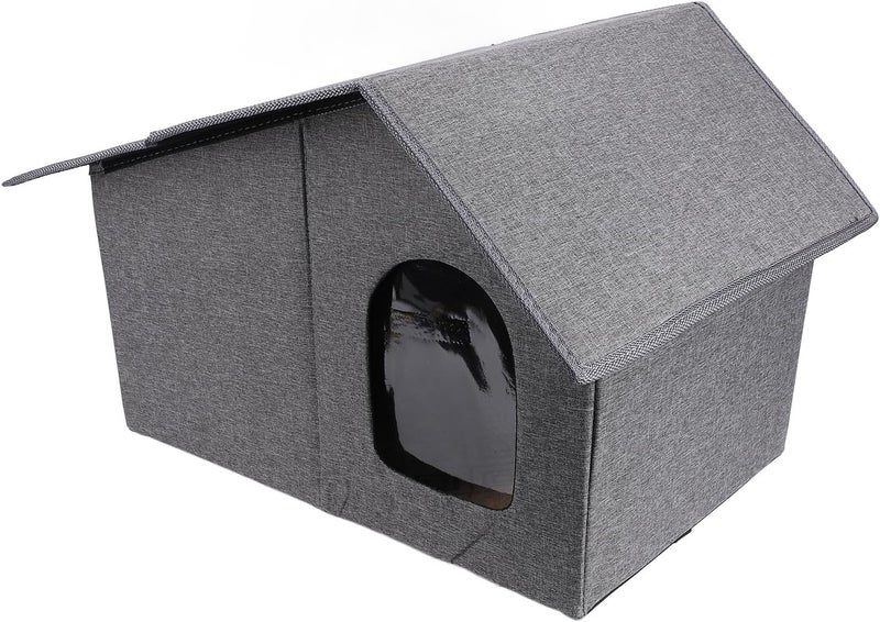 Focket Outdoor Cat House, Thickened Weatherproof Foldable Shelter for All Seasons, Spacious Enclosed Cat House with Portable Design for Dogs Feral Animals Indoor Outdoor Use (Grey) - Image 5