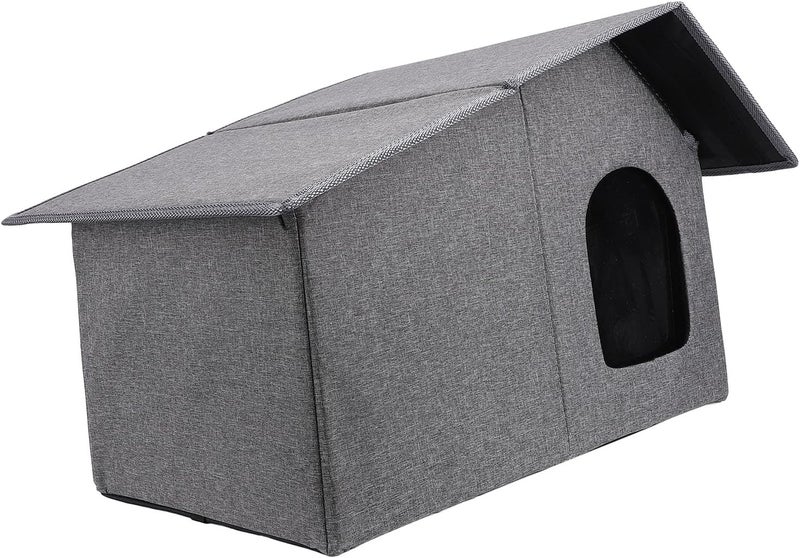 Focket Outdoor Cat House, Thickened Weatherproof Foldable Shelter for All Seasons, Spacious Enclosed Cat House with Portable Design for Dogs Feral Animals Indoor Outdoor Use (Grey) - Image 4
