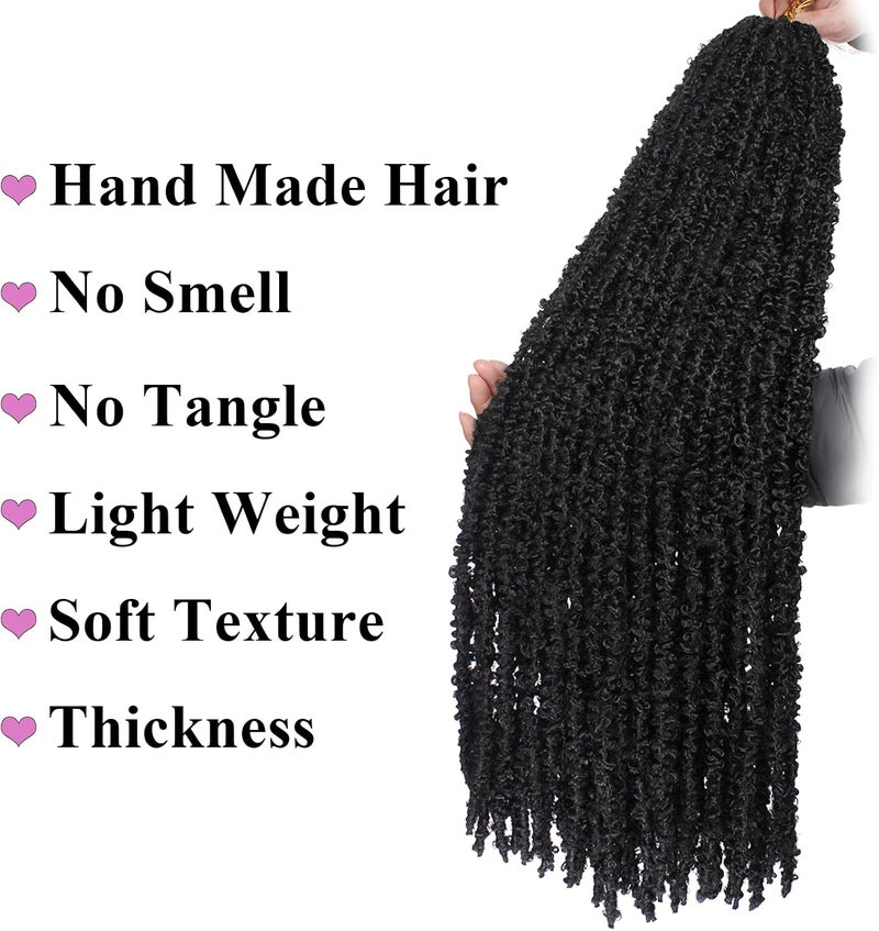 Leeven 30 Inch Long Butterfly Locs Crochet Hair 6 Packs Distressed Locs Crcoeht Braids Hair Natural Black Pre looped Synthetic Messy Goddess Butterfly Soft Locs Crochet Hair Extensions 1B# - Image 4