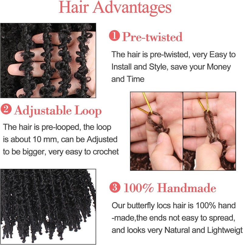 Leeven 30 Inch Long Butterfly Locs Crochet Hair 6 Packs Distressed Locs Crcoeht Braids Hair Natural Black Pre looped Synthetic Messy Goddess Butterfly Soft Locs Crochet Hair Extensions 1B# - Image 3
