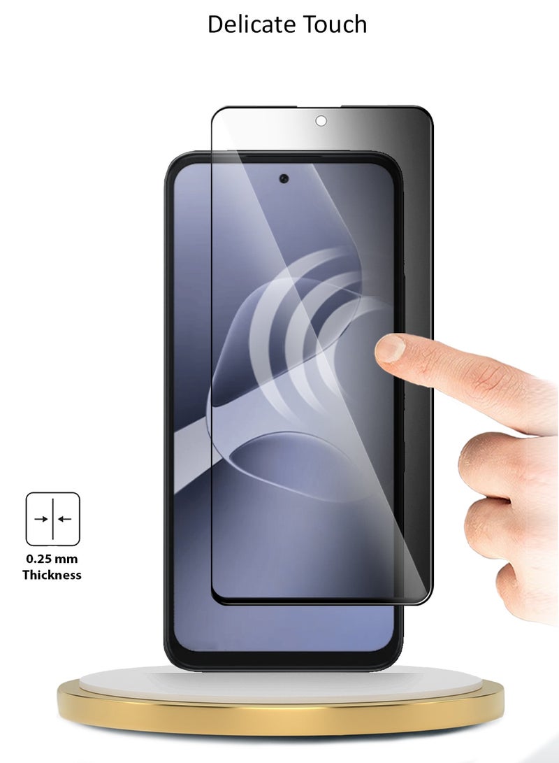 دبليو تيك حماية شاشة زجاجية معززة كاملة الغطاء لصالح انفينكس هوت 60i 4G 2025 سلسلة بريميوم E2E للخصوصية (MSGECP) - شفافة/أسود - Image 4