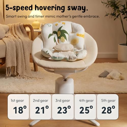 StarAndDaisy Baby Rockers for 0 to 2 Years, Baby Multi Functional Rocker/Rocking Chair for Babies Infants & Toddler with 5-Level Automatic Swing & Bouncer, Bluetooth Music, Remote Control - Beige - Image 4