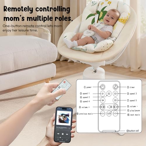StarAndDaisy Baby Rockers for 0 to 2 Years, Baby Multi Functional Rocker/Rocking Chair for Babies Infants & Toddler with 5-Level Automatic Swing & Bouncer, Bluetooth Music, Remote Control - Beige - Image 5