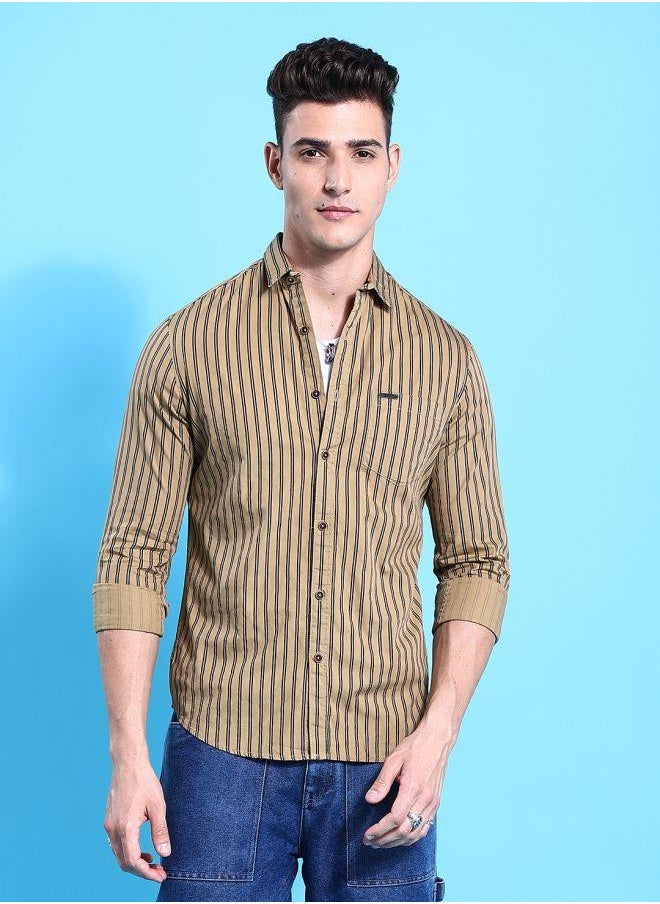 The Indian Garage Co - Men Slim Fit Abstract Printed Full Sleeves Cutaway Collar Casual Shirt - Image 1