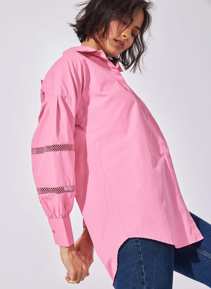 The Label Life Button-down Lace Insert Shirt