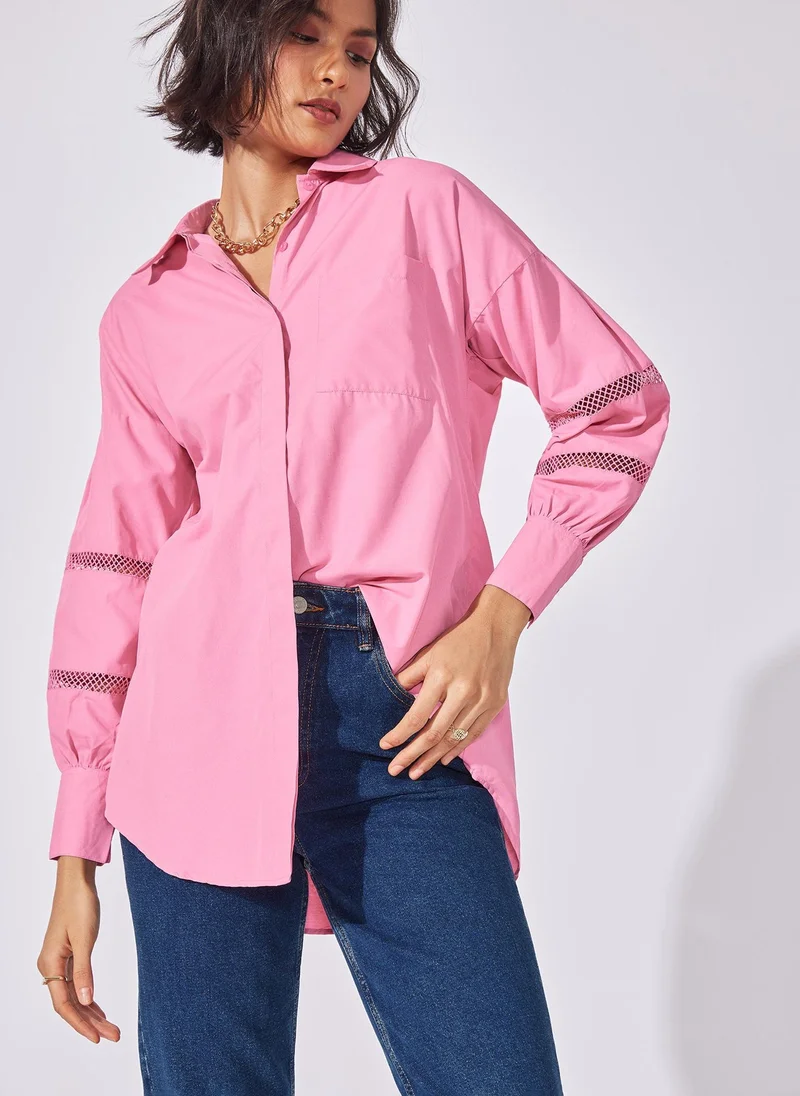 The Label Life Button-down Lace Insert Shirt