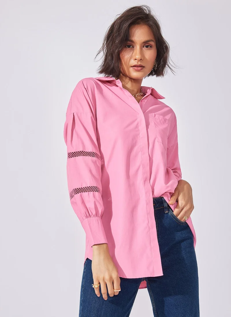 The Label Life Button-down Lace Insert Shirt