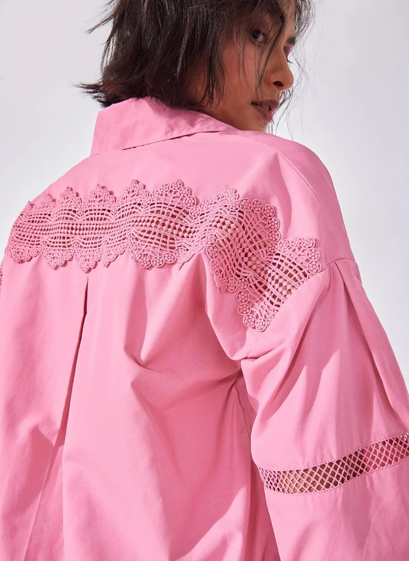 The Label Life Button-down Lace Insert Shirt