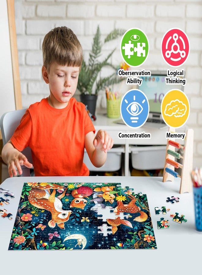 Biarek Puzzles for Kids Ages 4-8, 100 Piece Jigsaw Puzzle for Kids Ages 6-8, Cute Deer Animal Forest Puzzle for Kids Ages 4-6, Educational Learning Toys and Birthday Gifts for Boys and Girls - Image 3