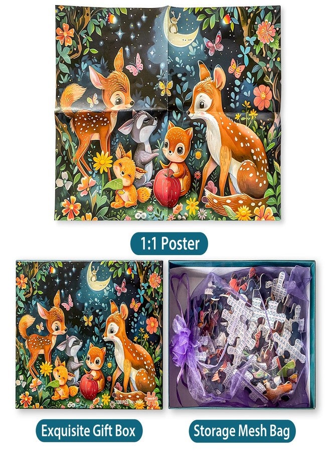 Biarek Puzzles for Kids Ages 4-8, 100 Piece Jigsaw Puzzle for Kids Ages 6-8, Cute Deer Animal Forest Puzzle for Kids Ages 4-6, Educational Learning Toys and Birthday Gifts for Boys and Girls - Image 4