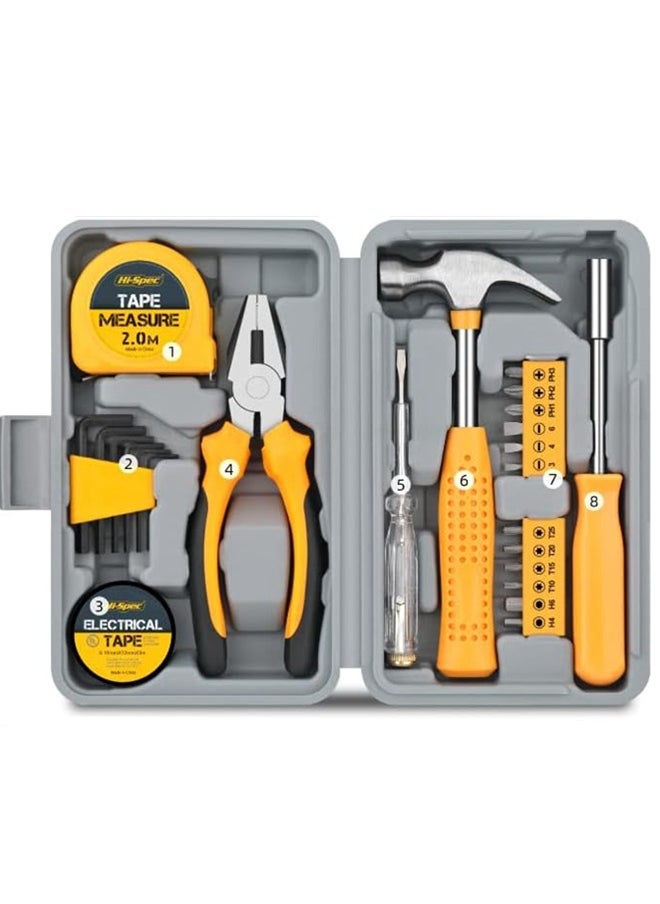 Tool Set General Household Hand Tool Kit with Plastic Toolbox Storage Case Blue for All Essentials