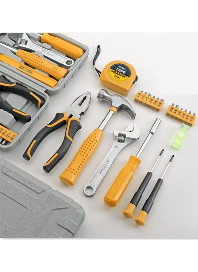 Tool Set General Household Hand Tool Kit with Plastic Toolbox Storage Case Blue for All Essentials