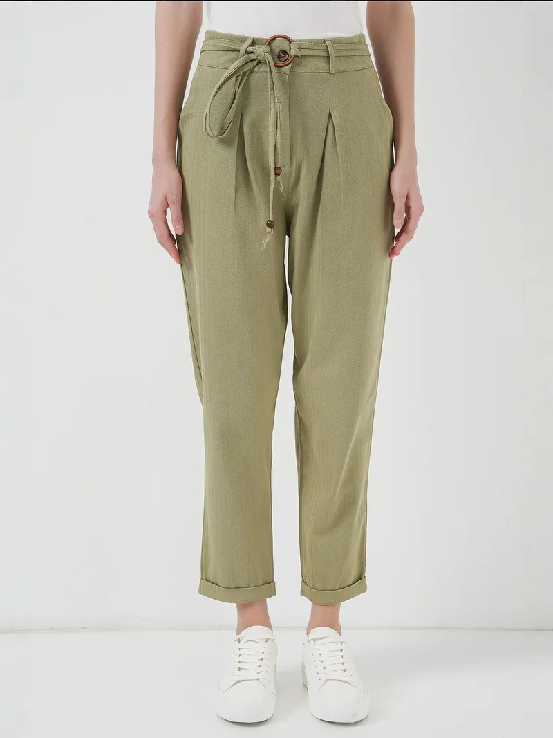 بيغ دارت بنطلون بي دارت بطول الكاحل بقصة مريحة مع ربطة فيونكة