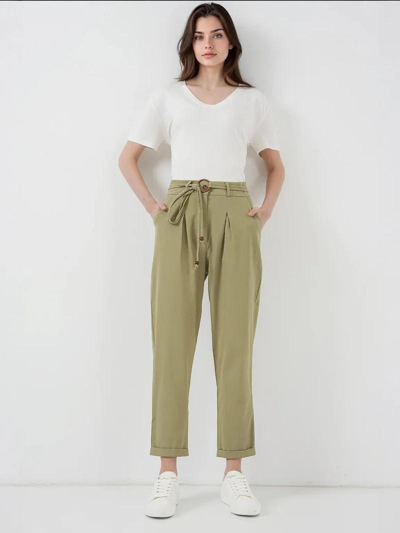 بيغ دارت بنطلون بي دارت بطول الكاحل بقصة مريحة مع ربطة فيونكة