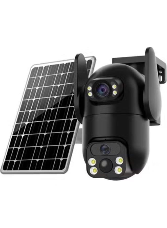 ELTRAZONE 6MP Dual Lens Outdoor Security Camera – 360° Wireless PTZ IP CCTV Camera with 4G SIM Internet, Solar Powered, Human Detection, Night Vision, Two-Way Audio, 64GB SD Card, V380 Pro App Control, Weatherproof Design for Home, Garden, Villa, Office, and Outdoor Surveillance in UAE - Image 1