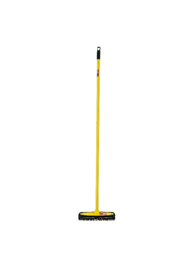 Royalford Floor Broom with a Long Handle- RF11184| Large and Wide Broom Head| Compatible with All Floor Types| Ideal for Sweeping and Cleaning Room, Bathroom, Kitchen| Premium-Quality, Highly Durable, Light-Weight and Elegant Design| Yellow and Black - Image 1