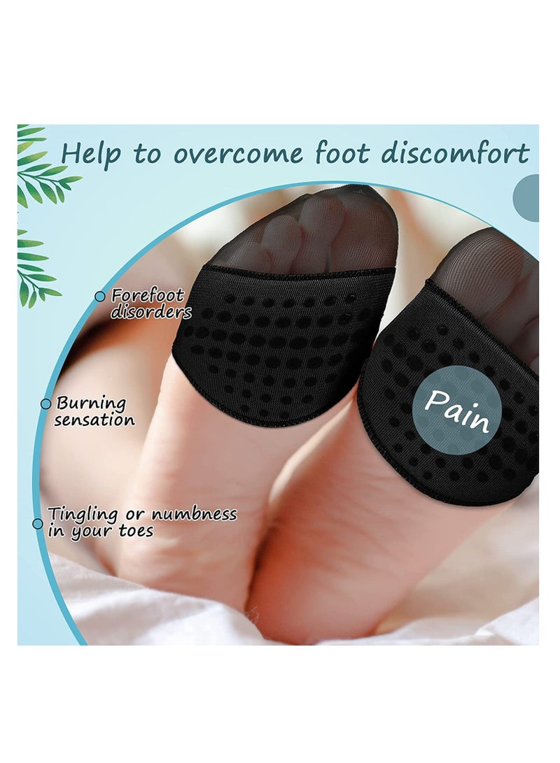 SYOSI Toe Cover with Padding Toe Topper Liner Socks, Women's Non-Skid Bottom Forefoot Pads Metatarsal Cushions Pad Reusable Cushions for Runners Prevent Pain and Discomfort 10 Pairs Nude, Black - Image 4