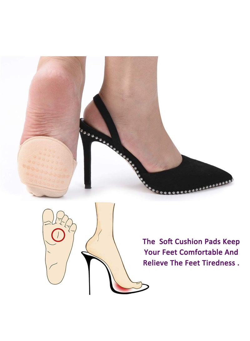 SYOSI Toe Cover with Padding Toe Topper Liner Socks, Women's Non-Skid Bottom Forefoot Pads Metatarsal Cushions Pad Reusable Cushions for Runners Prevent Pain and Discomfort 10 Pairs Nude, Black - Image 2
