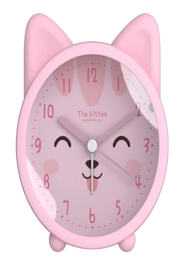 AISI Children Cute Animal Dog/Cat Alarm Clock Silent Non Ticking Silicone Clock Night Light Travel Clock - Image 1
