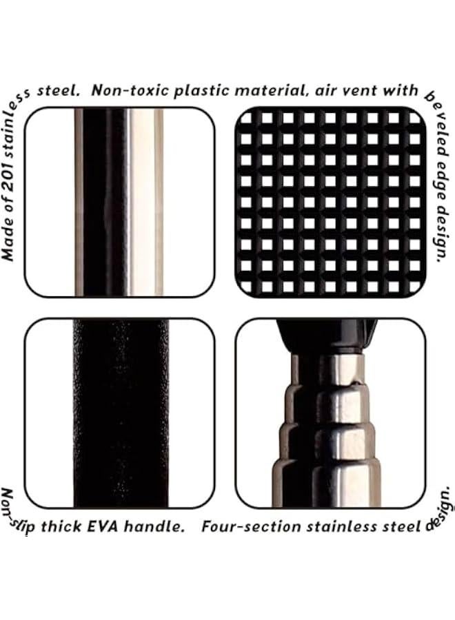 HOOKOR 4 Pack Retractable Fly Swatters, Durable Plastic Fly Swatter Heavy Set, Telescopic Flyswatter with Stainless Steel Handle, Flexible Manual Household Fly Swatters for Indoors and Outdoors  - Image 5
