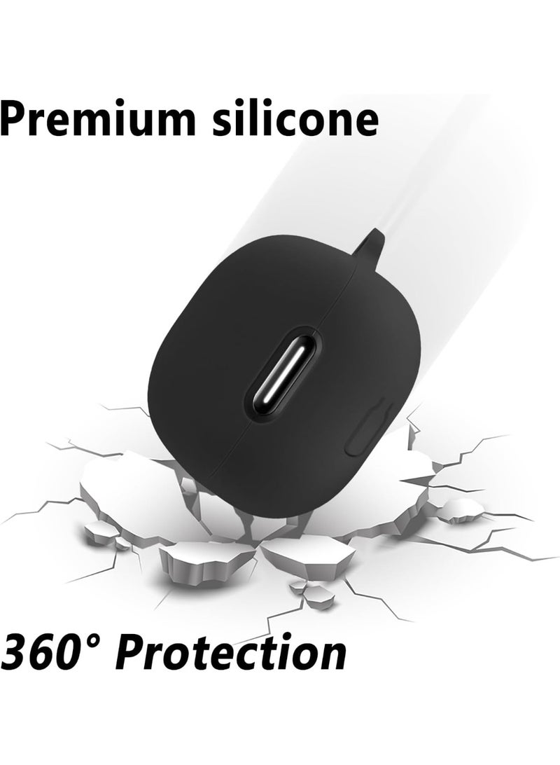 Silicone Case for Anker Soundcore Liberty 4 NC, Shockproof Protective Silicone Cover Compatible with Anker Soundcore Liberty 4 NC Wireless Earbuds, Anti-Scratch Earphone Case with Carabiner – Black - Image 3