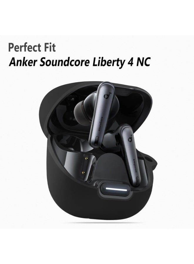 Silicone Case for Anker Soundcore Liberty 4 NC, Shockproof Protective Silicone Cover Compatible with Anker Soundcore Liberty 4 NC Wireless Earbuds, Anti-Scratch Earphone Case with Carabiner – Black - Image 2