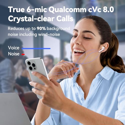 EarFun Air Pro 3 Noise Cancellation Earbuds 2023 VGP Gold Award, Qualcomm aptX Adaptive Sound, 6 Mics CVC 8.0 ENC Wireless Earbuds, Bluetooth 5.3 ANC Earbuds Wireless, Multipoint Connection (Pink) - Image 4