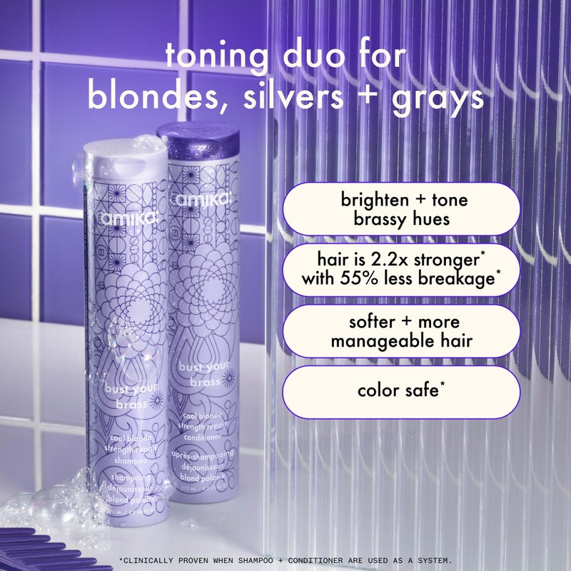 amika bust your brass cool blonde strength repair conditioner, 275ml - Image 2