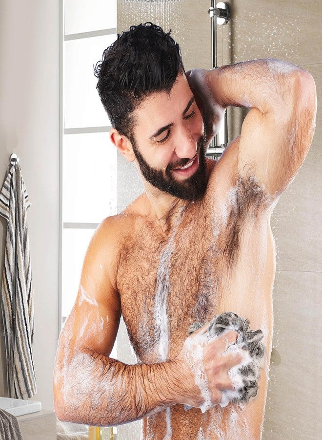 svarvns Loofah Sponge, 4 Pack Large Size Loofah 75g/PCS, Bath Shower Loofah for Men, Women, Shower Pouf with Soft Mesh for Exfoliating Body, Black - Image 2