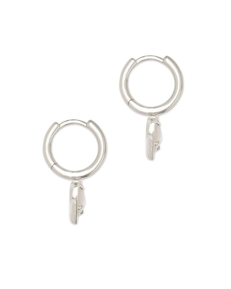 Kendra Scott Ari Heart Huggie Earrings in Rhodium Ivory Mother Of Pearl - Image 2