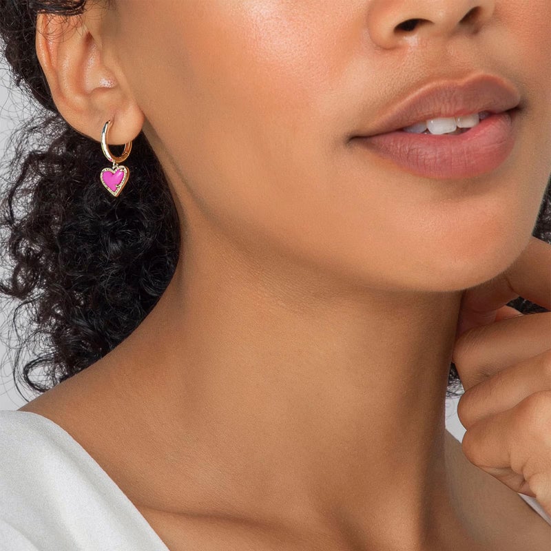 Kendra Scott Ari Heart Huggie Earrings in Rhodium Ivory Mother Of Pearl - Image 4