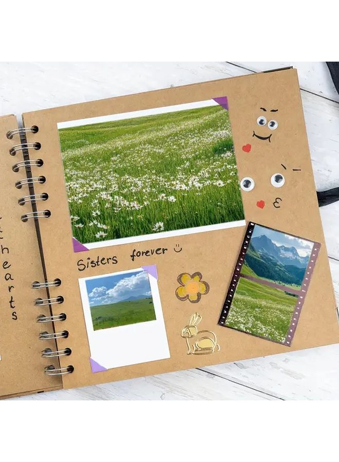 60 Page 8x8 Inch Scrapbook Album Thick 180gsm Acid Free Kraft Paper Decorative Edge Design Ribbon Closure Durable Memory Book For Scrapbooking Art Projects Photo Storage Brown - Image 4